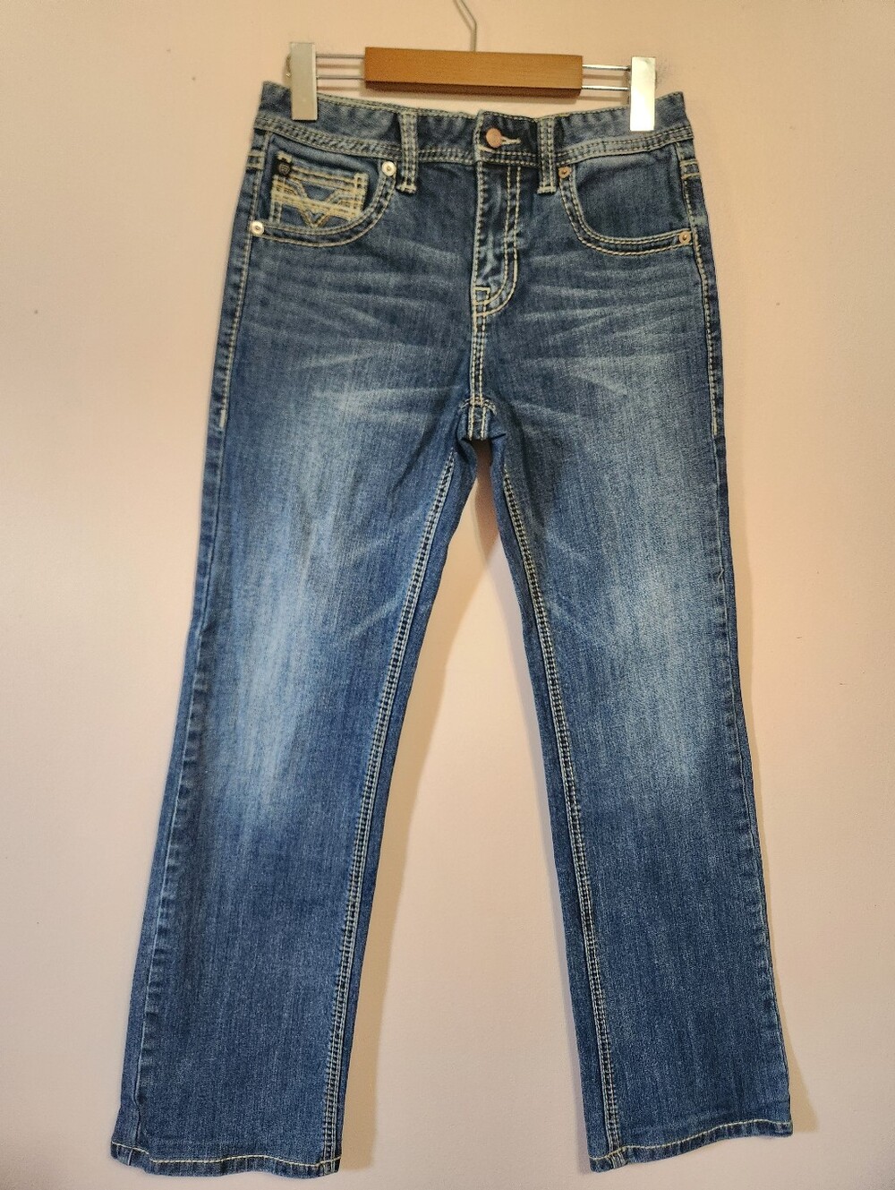 Rock & Roll Denim Boys BB Gun Western Bootcut Thick Stitch Embroidered Jeans